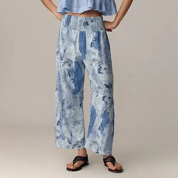 Anthropologie Pilcro Reese Smocked Pull-on Barrel Pants Printed Edition |XL| EUC - Picture 2 of 12